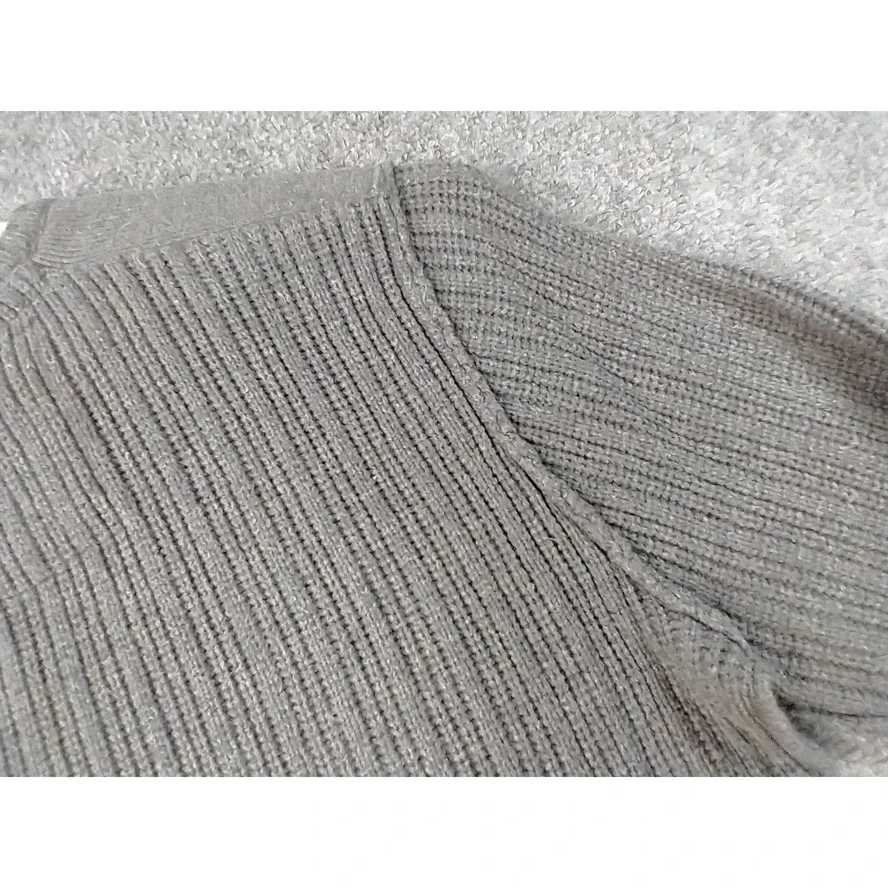 American Eagle Sweater Mens Large Grey Ribbed Knit Cotton Wool Crew Neck